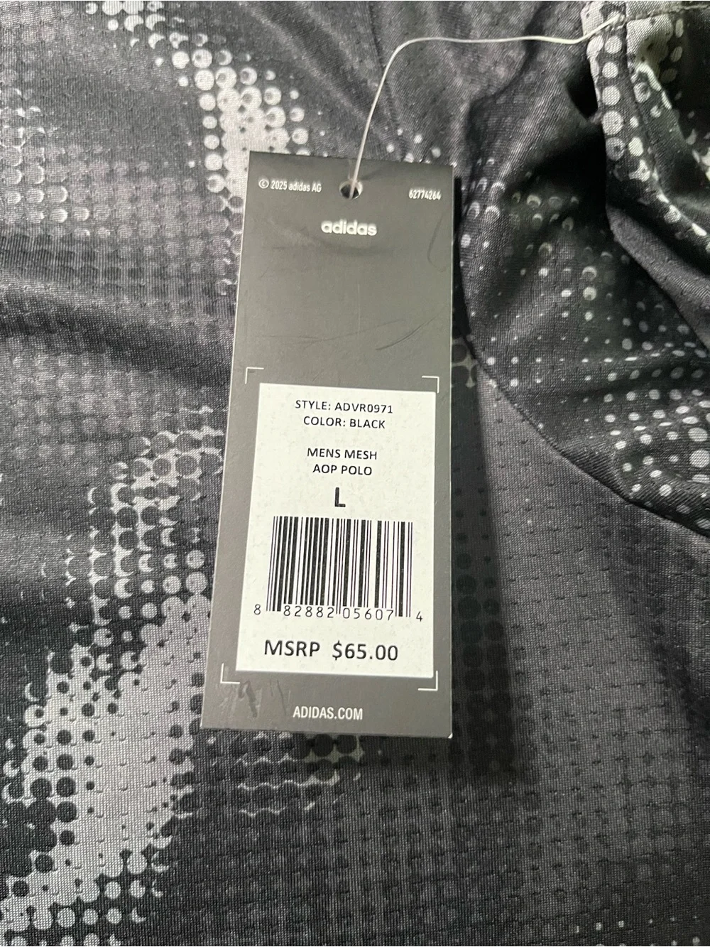 Adidas Golf Mens Polo Shirt L Large Black Gray Camo All Over Print Mesh ADVR0971